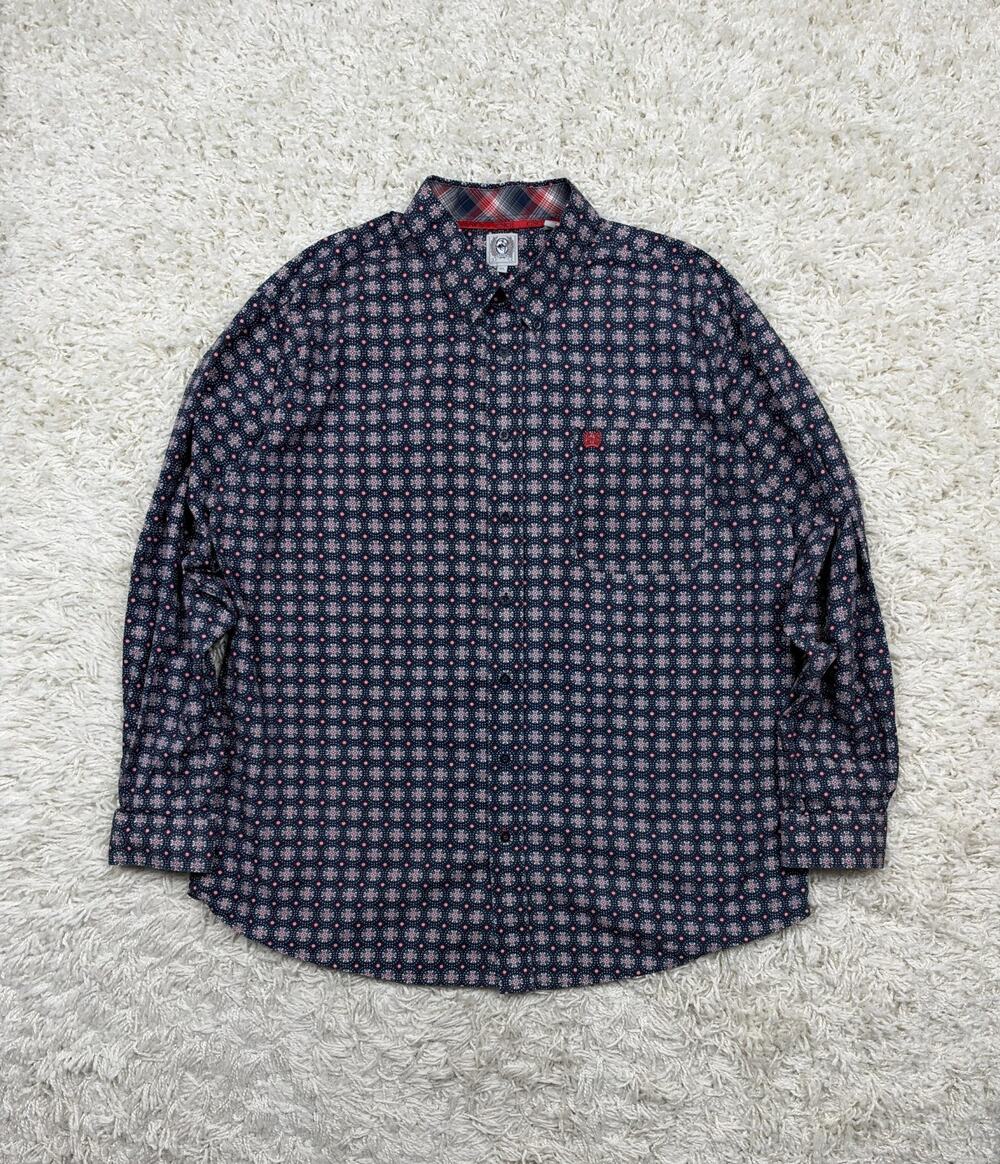 Cinch Shirt Mens XL Navy Red Medallion Print Western Button Down Long Sleeve